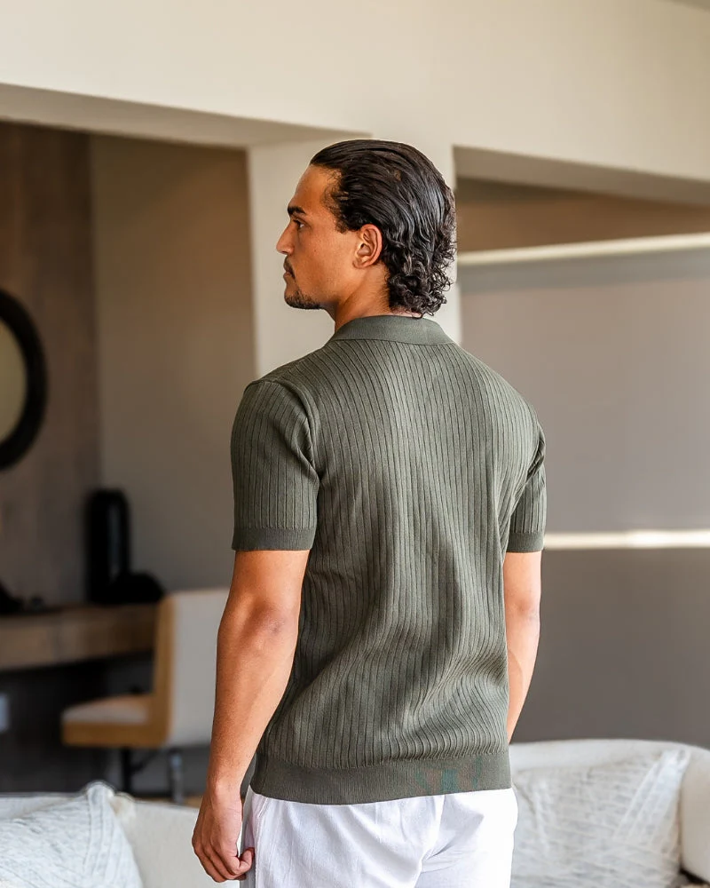 Premium Ribbed Knit Polo