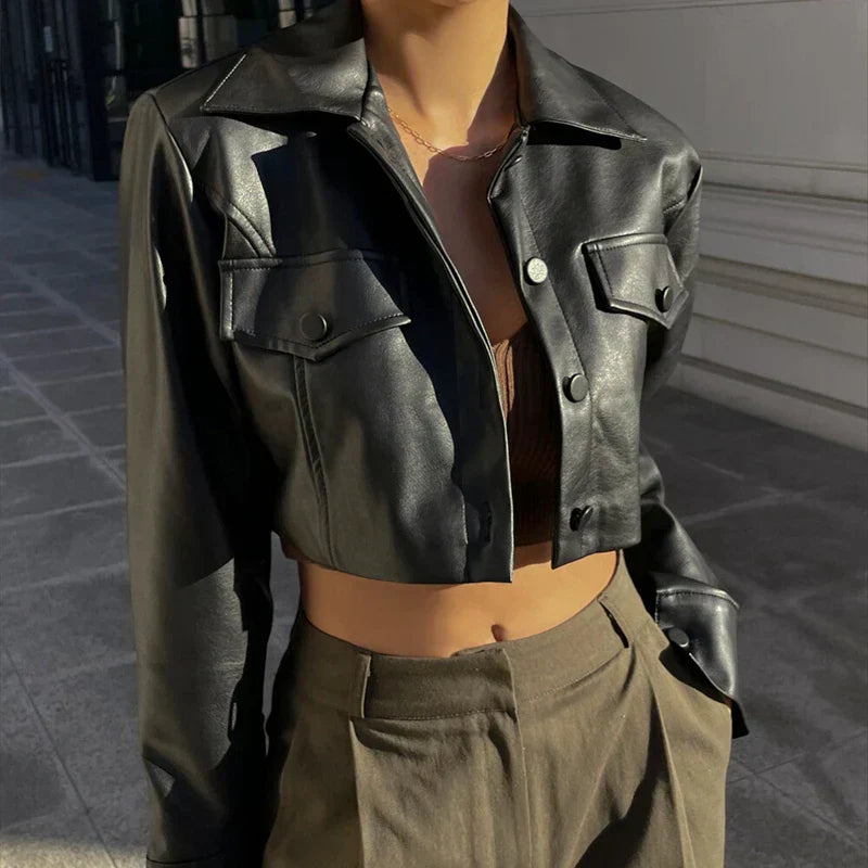 Élise™ | Elegant faux leather jacket