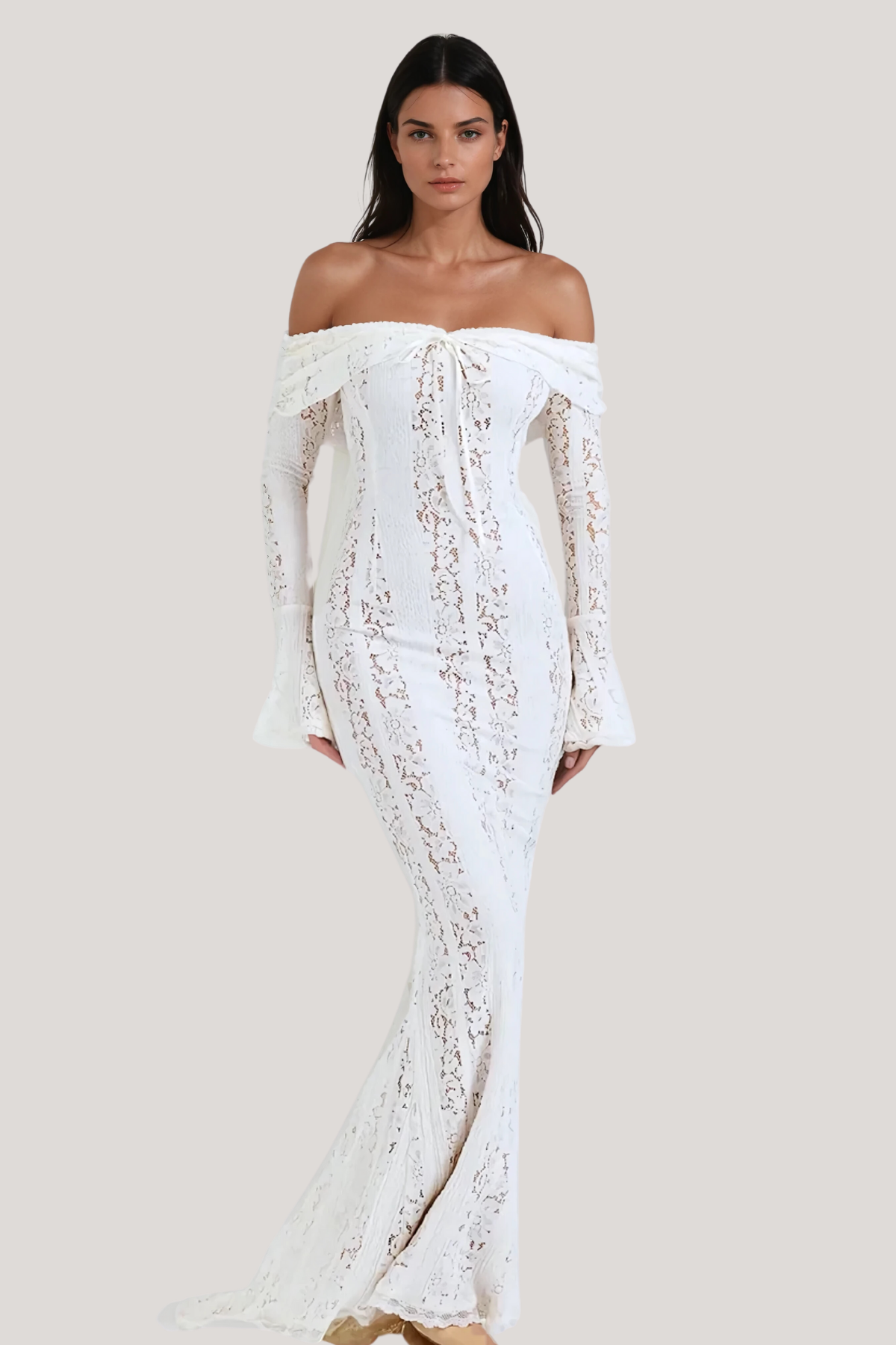 Averra™ | Lace Off Shoulder Cutout Maxi Dress