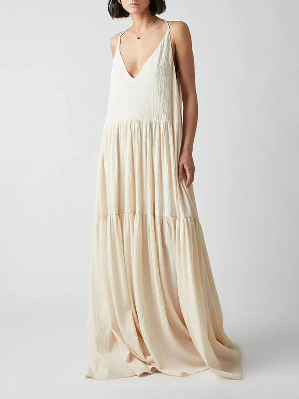 Averra™ | Beige Maxi Dress