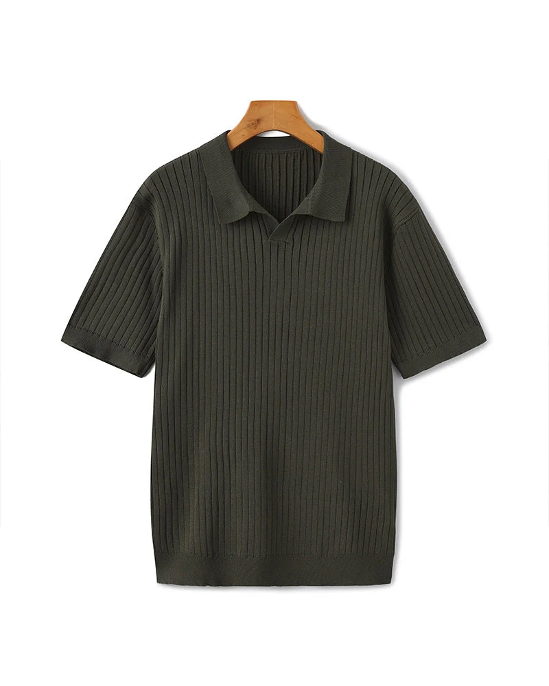 Premium Ribbed Knit Polo